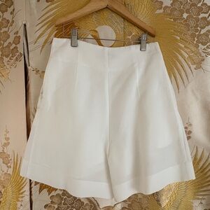 High-Waist Wide-Leg linen-tencel Tailored Shorts